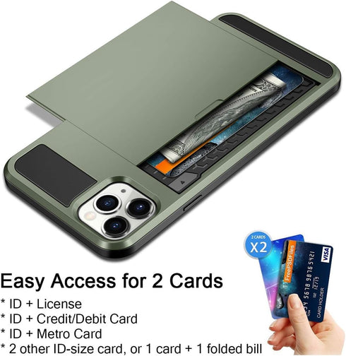 Vofolen Case for iPhone 11 Pro, Wallet with Credit Card Holder Slot, Anti-Scratch Dual Layer Protective Cover, Midnight