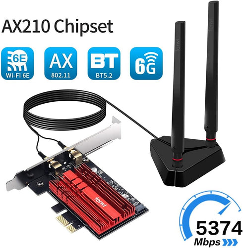 WiFi 6E AX210 PCIe WiFi Card for Gaming PC, Tri-Band Wireless Adapter for Desktop, Bluetooth 5.3