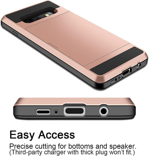 Vofolen Wallet Case for Galaxy S10 Plus, Anti-Scratch Dual Layer Protective Hard Shell with ID Slot, Rose Gold