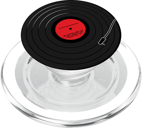 Retro Vinyl Album Record Player LP Art PopSockets PopGrip for MagSafe, Red Design