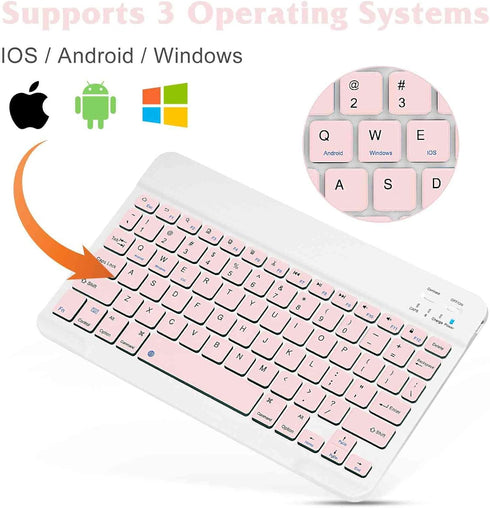 Rechargeable Bluetooth Keyboard and Mouse Combo, Ultra Slim for Amazon Fire HD 10 Plus (2021) and All Bluetooth Enabled