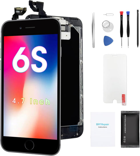 iPhone 6S Screen Replacement 4.7" - LCD Complete Repair Kit with Earpiece, Tools, Black