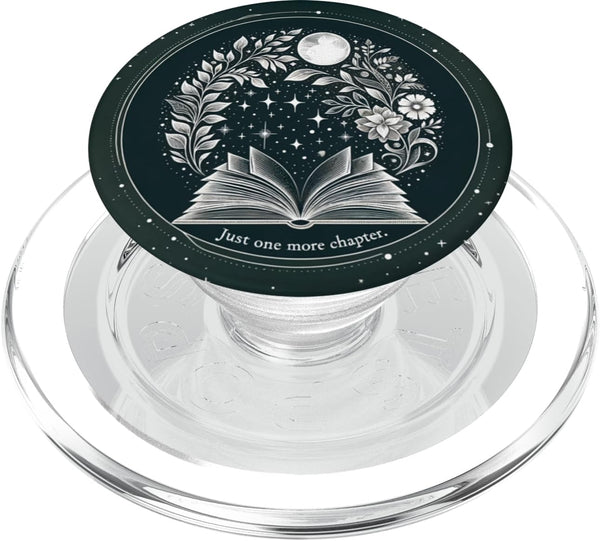 Just One More Chapter Floral Book Moon Lover Reading PopSockets MagSafe Grip for iPhone