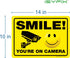 iSYFIX Smile You're on Camera Reflective Signs for Business – 1 Pack 14x10 Inch – 100% Rust Free .040 Aluminum Sign, Laminated for UV, Weather, Fade Resistance, Security Camera Sign for Home, CCTV by iSYFIX