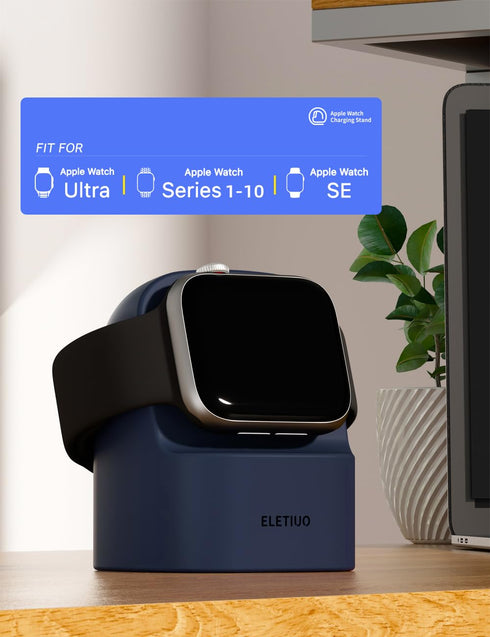 ELETIUO 49/46/45/44/42/41/40/38mm Ultra2/Ultra/10/9/8/SE2/7/6/SE/5/4/3/2/1,Silicone Charger Stand Compatible with Apple