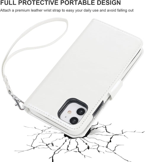 Bocasal 11 11 6.1 inch for iPhone Wallet Case with Card Holder PU Leather Magnetic Detachable Kickstand Shockproof