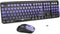FOPETT Wireless Keyboard and Mouse Combo - 2.4G Full-Sized Cute Colorful Mouse and