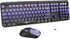 FOPETT Wireless Keyboard and Mouse Combo - 2.4G Full-Sized Cute Colorful Mouse and