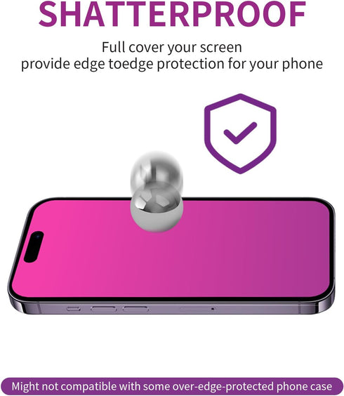 iPhone 15 Pro Max Privacy Screen Protector - 2 PCS Gradient Tempered Glass, 6.7" Anti-Spy, Anti-Blue Light, HD Clear,