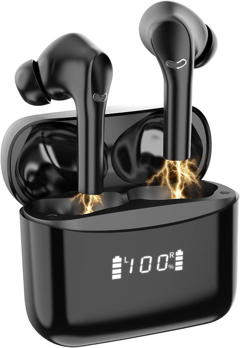 Wireless Earbuds Bluetooth 5.3 - Noise Cancelling, LED Power Display, IPX6 Waterproof Stereo MINI Earphones with