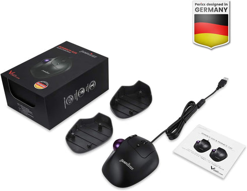 Perixx PERIMICE-520 Wired USB Ergonomic Programmable Trackball Mouse, Adjustable Angle, 8 Button Design, Black
