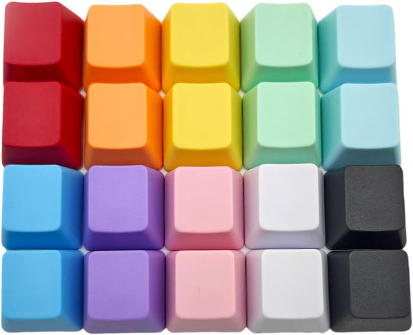 OEM Profile Blank Keycaps PBT Rainbow Mixed Colors 1U R4 Keycap for MX Switches Mechanical Keyboard, 20pcs