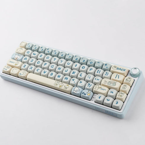 PBT Keycaps 138 Keys MOA Profile Cute Dye-Sublimation Blue-White Puppy Keycaps Set for Cherry Gateron MX Switches