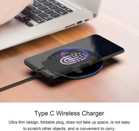 Septpenta Wireless Charging Receiver Type C, Folding Socket with Magnetic Charging Line, 10W Receiver Patch