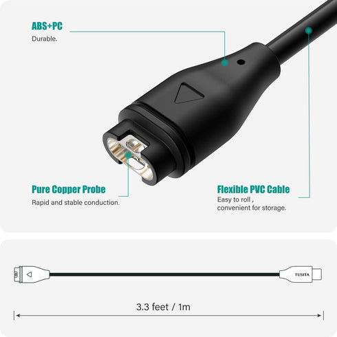 TUSITA USB-C Plug Charging/Data Cable (1M, 2-Pack) - Compatible with Garmin Watch