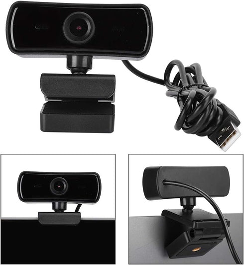 ASHATA 4K 2K 2560 1440 Webcam, Video, x Resolution, Built-in Microphone, Auto Focus, Plug and Play, Black