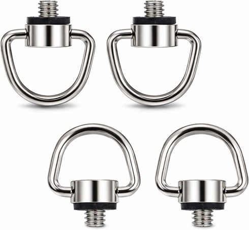 Qulkws 4pcs Stainless Steel D Ring Screw, Camera D Ring Screws Hinged Holder,1/4"-20