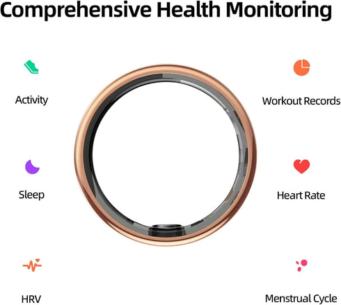 TIAZUUX Tracker-IP68 Smart Ring for Women&Men-Activity/Sleep/Heart Rate/HRV/Stress/Women's Health