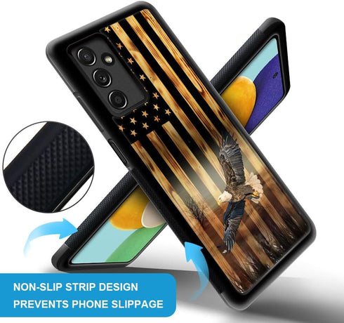 DAIZAG Samsung Galaxy A13 5G Case Compatible, Flying Eagle American Wood Grain Flag, Shockproof Anti-Scratch Protection
