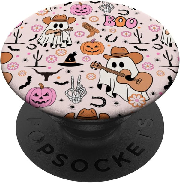 PopSockets Adhesive PopGrip Spooky Ghost Cowboy Cute Halloween Boo Western Retro Pastel