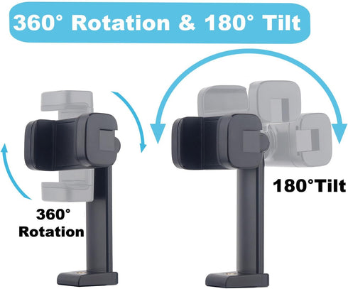 Rigdance 2PCS Pack-Phone 1/4" 360 180 Tripod Mount with Screw Thread, Rotate Tilt Phone Holder Adapter for iPhone