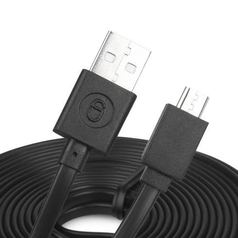 Long 25ft Micro USB Cable - USB to Micro USB Black Cable for PS4 Controller and Security Camera, 2 Pack
