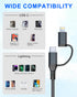 USB to USB C and Lightning Cable 2 in 1, 3A Fast Charging & Data Sync for Apple CarPlay & Android Auto