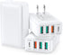 Flat USB Wall Charger, Excgood 40W 4Port USB and USB C Fast Charging Block PD+QC Foldable Wall Plug Power Adapter