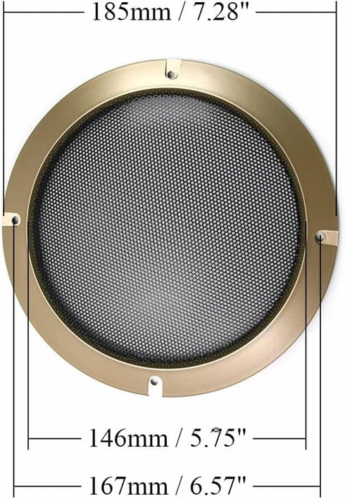 Fielect 6.5 Inch Gold Speaker Grill Cover, Decorative Circle Mesh Subwoofer Guard Protector for Audio Accessories