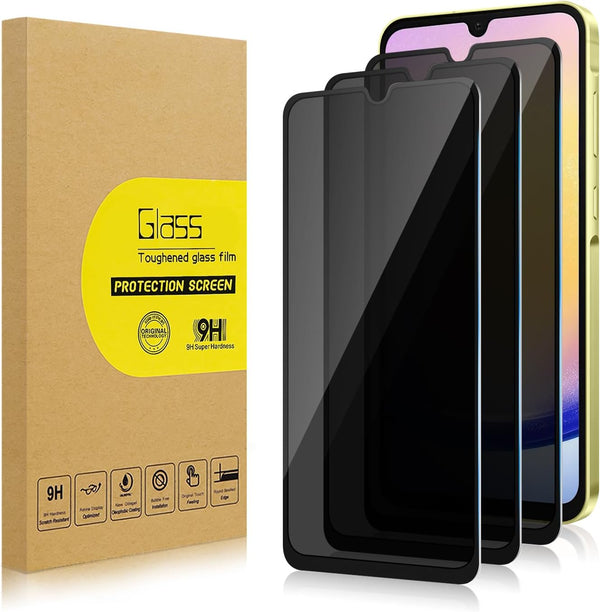 3 Pack Privacy Screen Protector for Samsung Galaxy A25 5G, Anti-Spy Tempered Glass, Ultra HD, Anti-Scratch,
