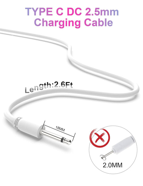 Bicmice USB Type C DC Charging Cable 2.5mm, 2.6Ft Replacement-2 Pack (White)