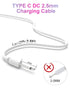 Bicmice USB Type C DC Charging Cable 2.5mm, 2.6Ft Replacement-2 Pack (White)