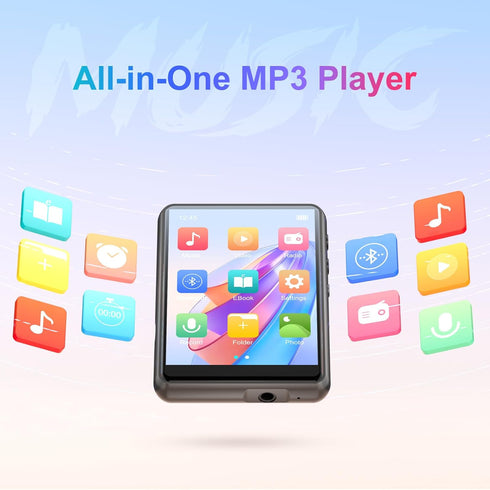 MECHEN 64GB MP3 5.3 2.4" 128GB. Player Bluetooth with Full Touch ScreenPortable Digital Music Player with SpeakerFM