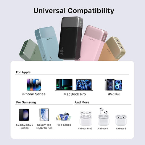 JUOVI 20000mAh 35W 3.0 4.0 Pack 2 2 16/15/14 Power Bank Portable Charger Fast ChargingPD QC Fast Charging Phone Charger