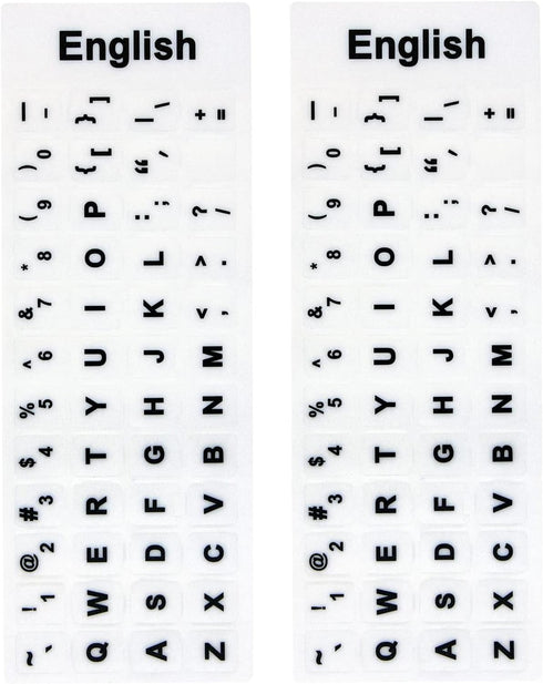 2Pcs Universal English Keyboard Stickers for PC Computer Mac Laptop Desktop Keyboard,