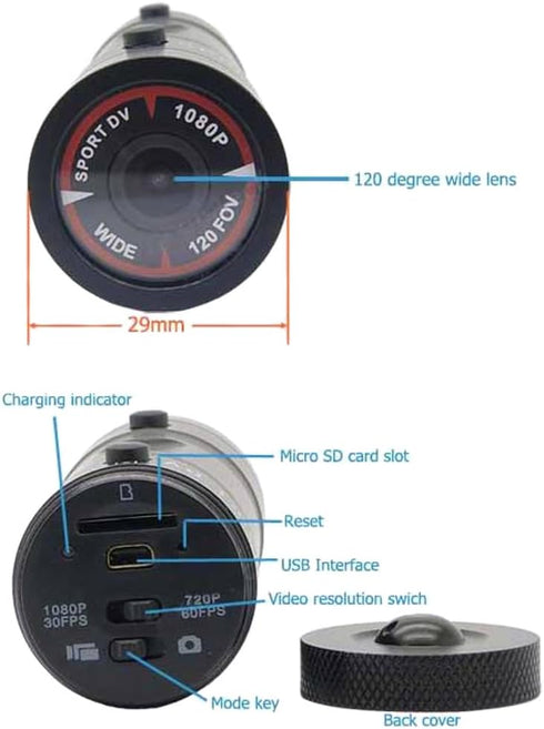 F9 5MP HD 1080P Mini Action Camera with Waterproof Aluminum Alloy Sports DV Camcorder