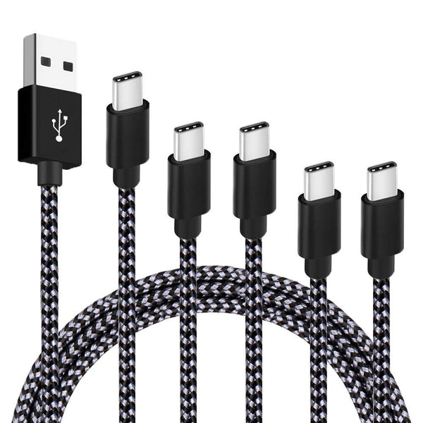 SPEATE USB Type C Cable 5-Pack: Fast Charging, High-Speed Data Sync for Galaxy S9, Note, LG, ONEPLUS & More (Black Gray)