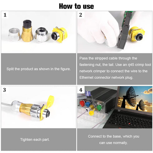 RJ45 Ethernet Connector, CAT6 RJ45 Waterproof Connector for Home and Industrial Networks