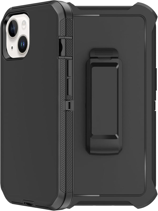 iPhone 12 Mini Heavy Duty Rugged Case with Belt Clip Holster & 2X Screen Protector - Shockproof, Dust-Proof (Black)