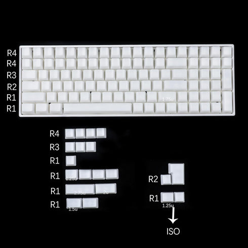 YMDK 120 Keys ABS ANSI ISO 1.5mm Blank Milk Fog OEM Profile Shine Through Keycap for MX Mechanical Keyboard RGB GK61 96 84 68 108 87 by YMDK