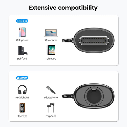 MOSWAG USB C to 3.5mm Headphone Adapter, Type C Headphone Adapter Aux Mic Audio Dongle, Hi-Res DAC Chip Compatible