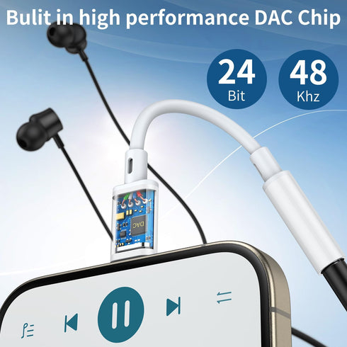 USB C to 3.5mm Headphone Jack Adapter, Type C Aux Audio Dongle for iPhone 15/15 Pro/15 Plus/15 Pro Max, Compatible with