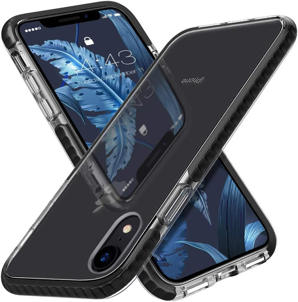 MATEPROX Clear Thin Slim Case for iPhone XR - Anti-Yellow, Anti-Slippery, Shockproof Bumper (Black)
