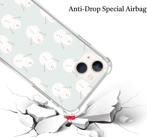 Cute Snowman Pattern Christmas Phone Case for iPhone 13, Unique Soft TPU Bumper for Girls, Boys, Women, Men.