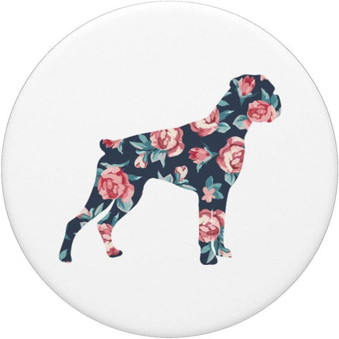 Boxer PopSockets Dog Love Floral Roses Pattern Graphic Swappable Grip for Phones & Tablets
