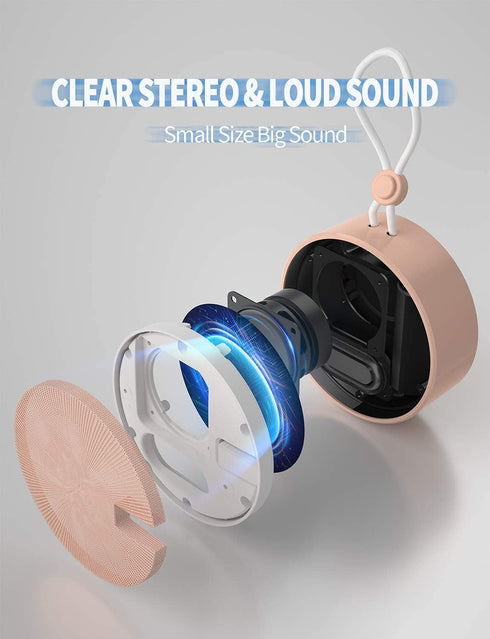 INSMY C12 IPX7 Waterproof Shower Bluetooth Speaker, Portable Small Speaker with Loud Clear Sound, Suction Cup for