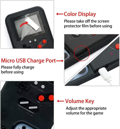 WeLohas Gameboy Case for iPhone X/XS, Retro Handheld 168 Classic Games, Anti-Scratch Shockproof Cover (Black)