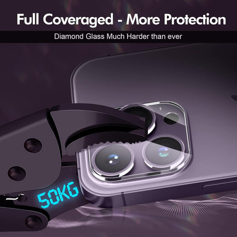 Tempered Glass 3PCS Rear Camera Lens Protector for iPhone 14 Pro/14 Pro Max - HD Clear Full Coverage Guard
