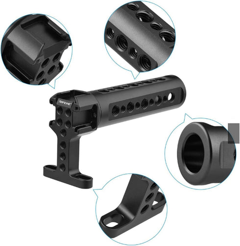 Handgrip Top Handle with Cold Shoe Mount, 1/4"-20 and 3/8"-16 Threaded Holes for Camera Rigs
