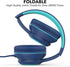 A8 Over-Ear Headphones with Microphone, Lightweight Folding Stereo Bass Headphones for Smartphone/Tablet (Blue)